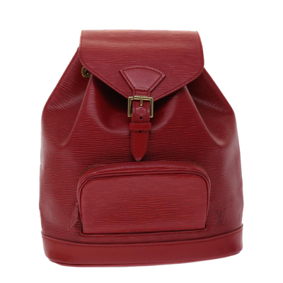Pre-owned Louis Vuitton Montsouris Red Leather Backpack Bag ()