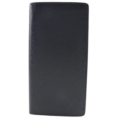 Pre-owned Louis Vuitton Portefeuille Brazza Navy Leather Wallet  ()
