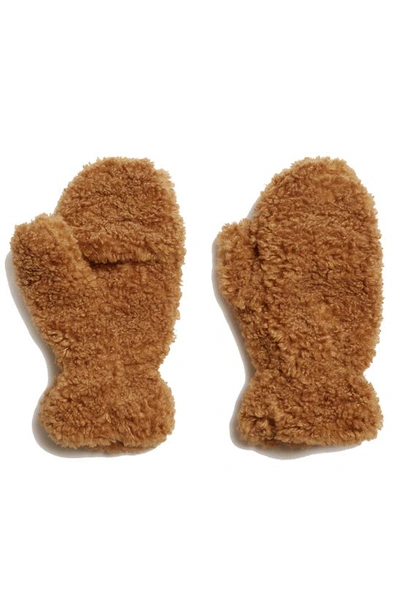 Apparis Faux-shearling Mittens In Hazelnut