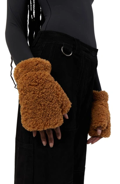 Apparis Ariel Faux-fur Fingerless Gloves In Brown