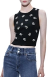 ALICE AND OLIVIA AMITY EMBELLISHED CROP SWEATER TANK