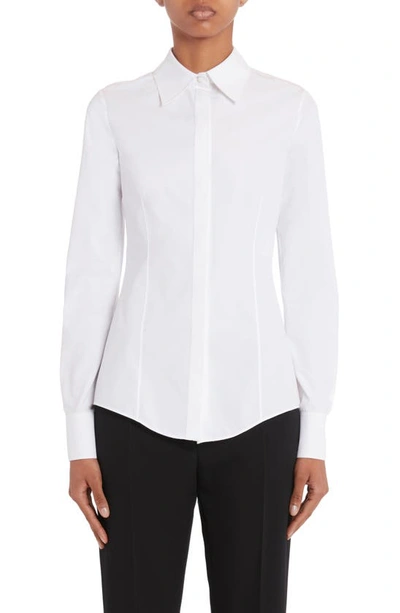 Valentino Fitted Cotton-poplin Shirt In Bianco