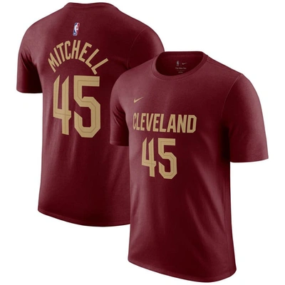 NIKE NIKE DONOVAN MITCHELL BURGUNDY CLEVELAND CAVALIERS ICON 2022/23 NAME & NUMBER T-SHIRT