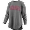 Pressbox Women's  Black Distressed Arkansas Razorbacks Vintage-like Wash Pullover Sweatshirt In Black