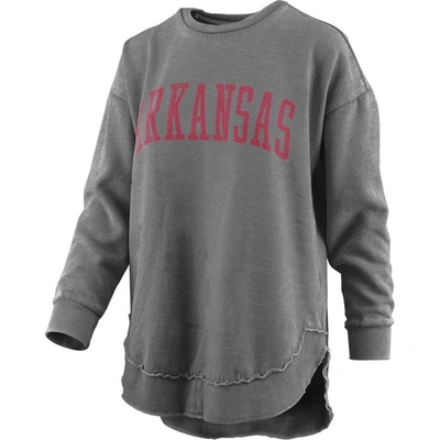 Pressbox Women's  Black Distressed Arkansas Razorbacks Vintage-like Wash Pullover Sweatshirt