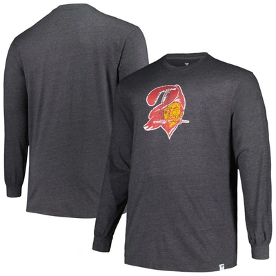 PROFILE PROFILE  HEATHER CHARCOAL TAMPA BAY BUCCANEERS BIG & TALL THROWBACK LONG SLEEVE T-SHIRT
