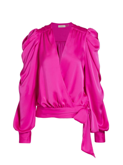 Ramy Brook Women's Pauline Wrap-front Blouse In Electric Pink