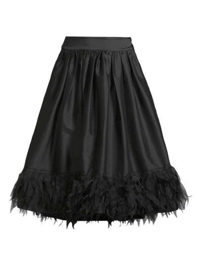 Frances Valentine Women's Barbara Organza-trim Satin Midi-skirt In Black