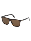 Tom Ford Men's Fletcher Polarized Square Acetate Sunglasses In Classic Dark Brown