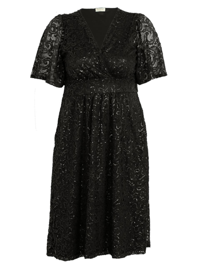 Kiyonna Starry Sequin Lace Cocktail Dress In Black