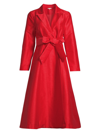 Frances Valentine Lucille Notched-lapel Belted Midi Wrap Dress In Red