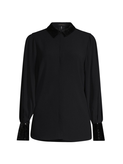 Kobi Halperin Linden Sequin Trim Shirt In Black
