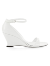 Ferragamo Women's Vidette 70mm Patent Leather Wedge Sandals In White