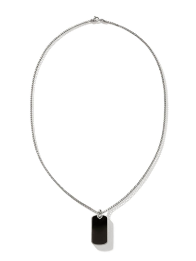 JOHN HARDY MEN'S ONYX SILVER DOG TAG NECKLACE