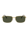 Ray Ban Men's Rb3717 60mm Metal Rectangular Sunglasses In Yellow Gold Green