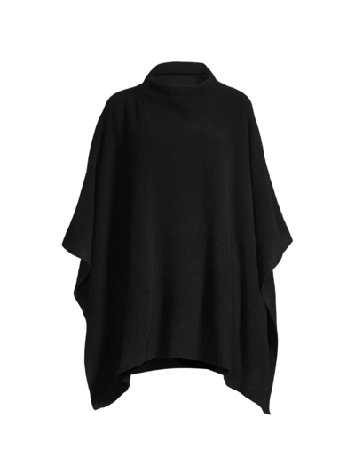 Vince Funnel Neck Boiled Cashmere Knit Poncho – 黑色 In Black