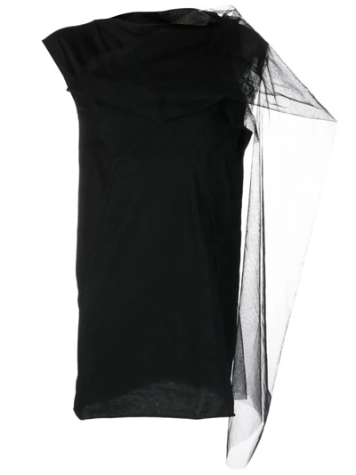 Rick Owens Scarf-detail Cotton Blouse In Black