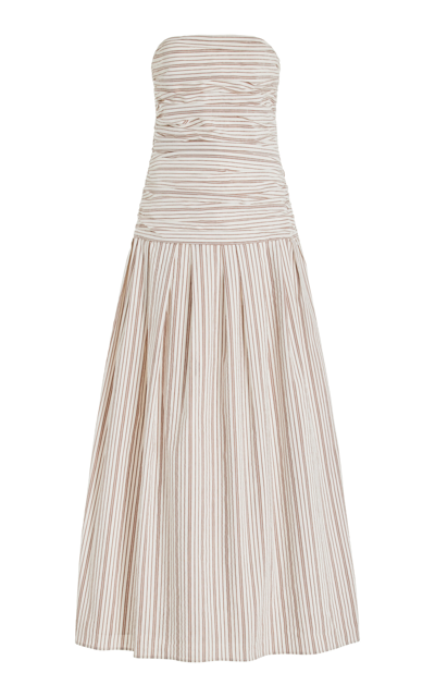 Anna Quan Isadora Strapless Cotton-blend Maxi Dress In Neutral