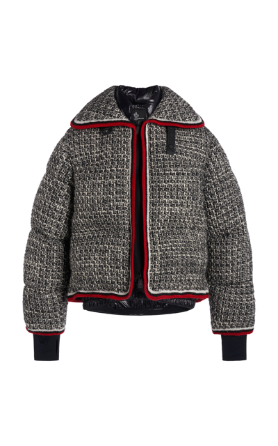 Moncler Eterlou Tweed Bomber Jacket In Black White