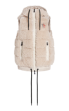 Moncler Teddy Hooded Vest In Brown