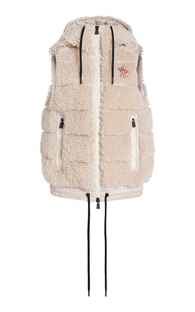 Moncler Teddy Hooded Vest In Brown