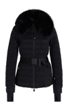 Moncler Plantrey Hooded Belted Faux Fur-trimmed Quilted Shell Down Jacket In Black