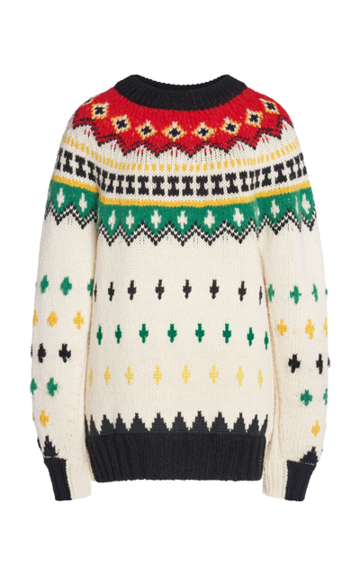 Moncler Wool-blend Sweater In White,multi