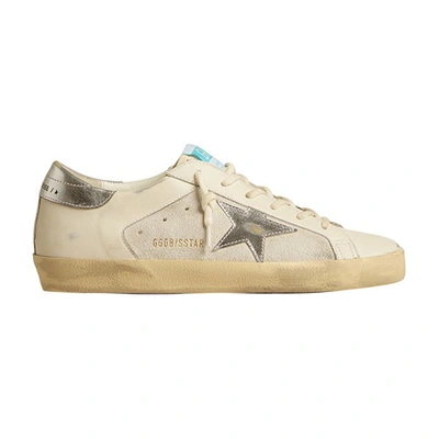 Golden Goose Super-star Double Quarter With List Sneakers In Optic_white_silver_gold