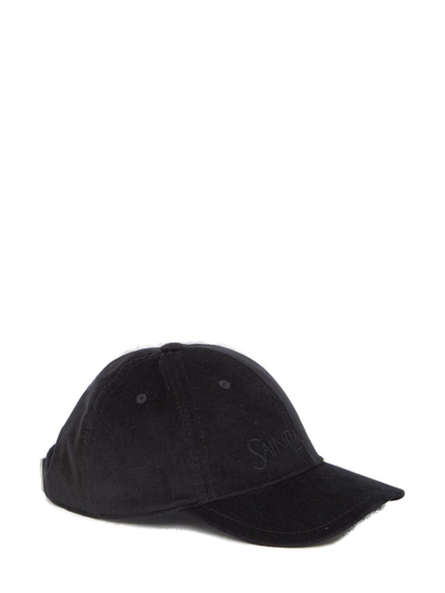 Saint Laurent Vintage Corduroy Baseball Cap In Black