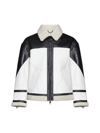Neil Barrett Faux-shearling Trim Leather Jacket In Ivory/nat+blk