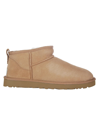 Ugg Classic Ultra Mini Low Heels Ankle Boots In Leather Color Suede In Che