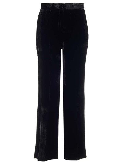 P.a.r.o.s.h Viscose And Silk Velvet Trouser In Black