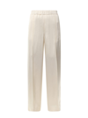 Jil Sander Pressed-crease Elasticated-waist Flared Trousers In Beige