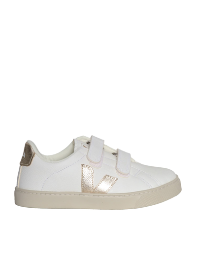 Veja Kids' Esplar皮革运动鞋 In White