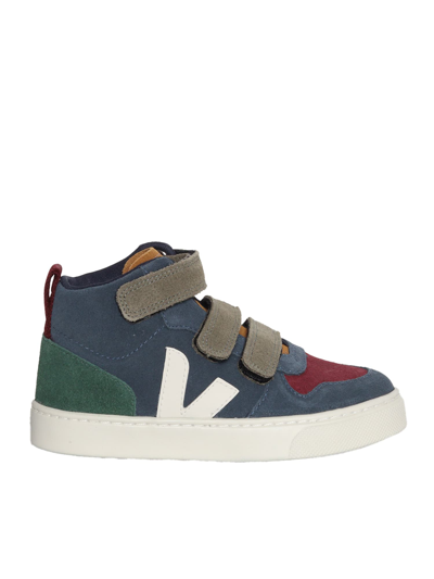 Veja Kids' Small-v Mid Sneakers In Color Block Suede In Blue