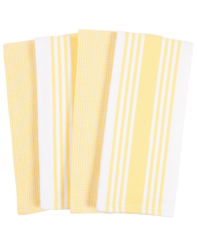 Kaf Home Set Of 4 Madison Waffle Assorted Linens In Yellow