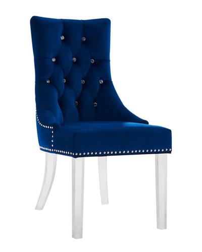 Armen Living Gobi Modern And Contemporary Tufted Dining Chair In Blue