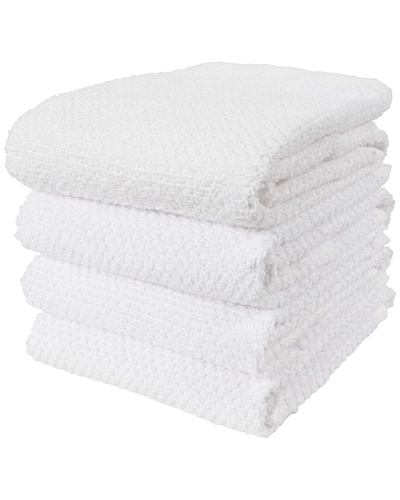 Kaf Home Set Of 4 Sj Terry Towels In White