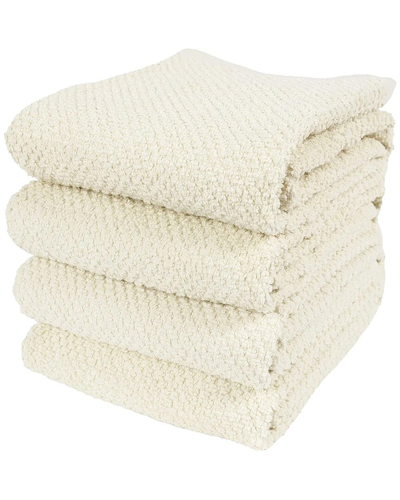 Kaf Home Set Of 4 Sj Terry Towels In White