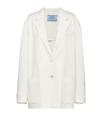 Prada Oversized Cashmere Blazer In F0009 Bianco