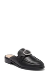 Stuart Weitzman Crystal Buckle Mule In Black Smooth Calf