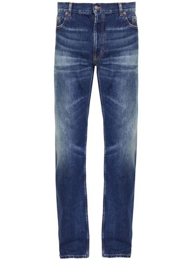 Saint Laurent Straight Denim Jeans In Blue