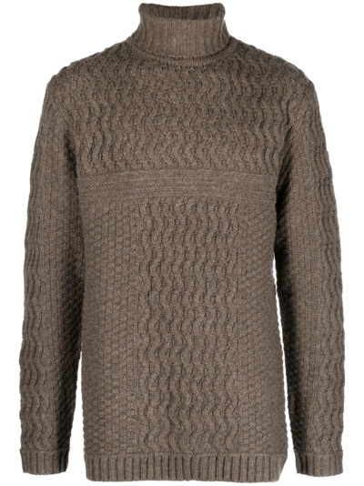 66 North Bylur Cable-knit Jumper In Brown