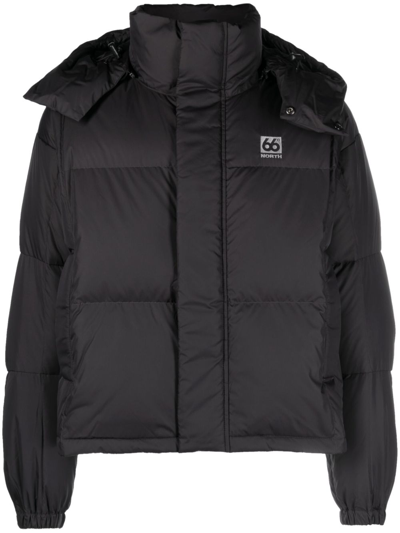 66 North Dyngja Cropped Quilted Down Jacket In Black