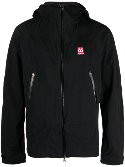 66 North Snaefell Hooded Zip-up Jacket In Black