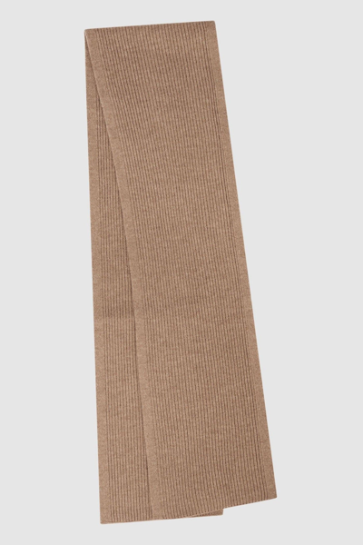 Reiss Chesterfield - Camel Chesterfield Merino Wool Ribbed Scarf, One