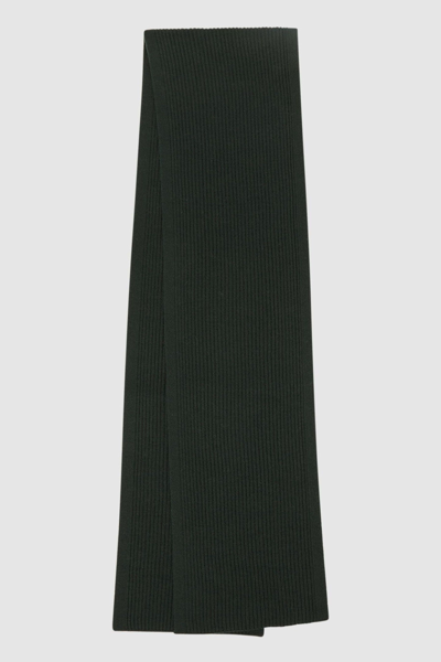 Reiss Chesterfield - Forest Green Chesterfield Merino Wool Ribbed Scarf, One