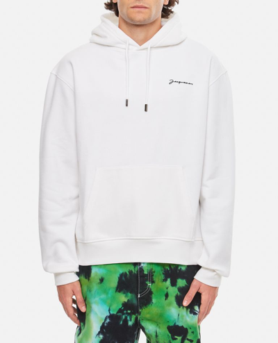 Jacquemus Embroidered-logo Pullover Hoodie In White