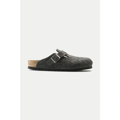 Birkenstock Anthracite Boston Wool Felt Clog In Grey