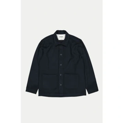 Parages Navy Hockney Wool Overshirt In Blue